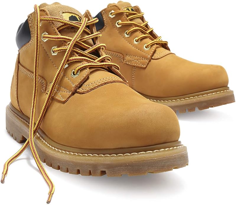 CAMEL CROWN Bottes à lacets Bottes de combat pour hommes Bottes de travail Bottes pour hommes Chaussures de travail en cuir Bottes de travail classiques à tige courte pour extérieur Bottes de loisirs antidérapantes