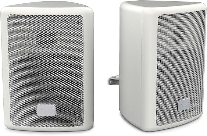 Enceintes Hi-FI Passives d'Étagère - Paire d'Enceintes Stéréo à 2 Voies - Haut-Parleur 75W - Support Mural Inclus - Haut-Parleurs de Graves 4" - Son Surround