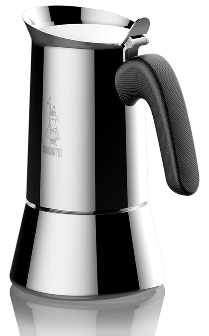 Bialetti - Nouvelle cafetière expresso Venus Induction, Plaque de cuisson en acier inoxydable, Adaptée à toutes les sources de chaleur, 6 Tasses, Aluminium, 235ml,Argent [Classe énergétique A+]
