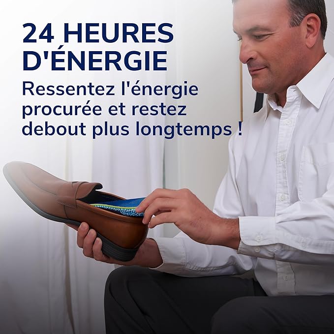 Dr.Scholl's Semelles multi-usages 24-Heures Énergie pour tout type de chaussures - Technologie Billes Rebond et Énergie - Soulage les pieds fatigués et douloureux - 1 Paire - Taille Large 40 à 47.5