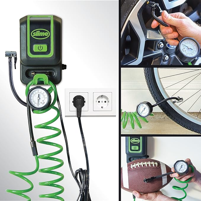 Gonfleur Tous Pneus, Station de Gonflage pour Garage, Gonfleur 120 V à Montage Mural, Pour Voitures, Vélos, Structures Pneumatiques, Ballons de Sport