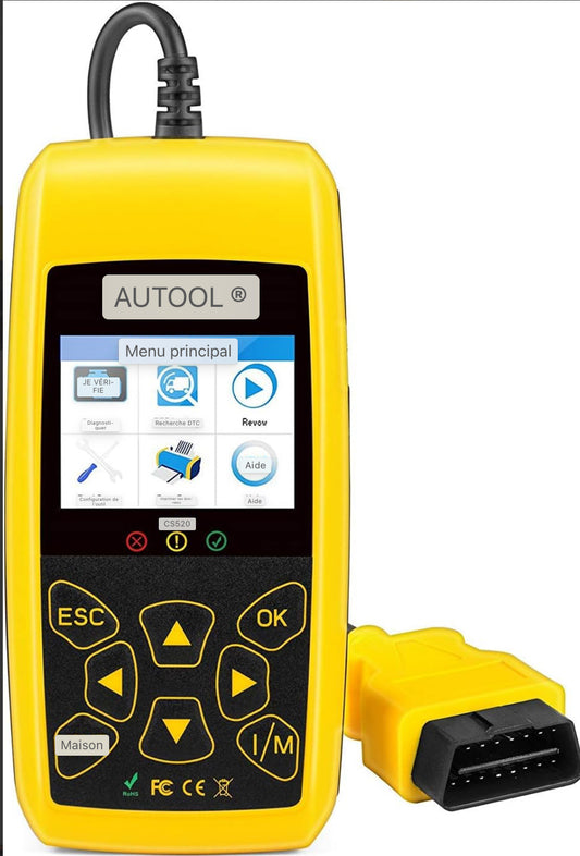 Lecteur de code de voiture AUTOOL OBD2, scanner de système de moteur automobile, outil de diagnostic de code d'erreur pour véhicule universel, CS-520