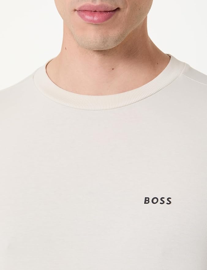 BOSS Hommes Tee Long T-Shirt à Manches Longues en Coton Stretch avec Logo Contrastant