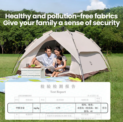 Tente double couche - Tente dôme, dépliante automatique - Équipement de randonnée et de camping en plein air - Couleur fromage, pour 3-4 personnes