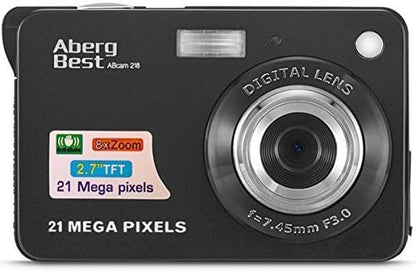 AbergBest Appareil Photo 21 Mega Pixels 2.7 LCD Rechargeable HD Digital Camera Caméra vidéo numérique pour Les étudiants, Les Enfants, Les Adultes (Noir)