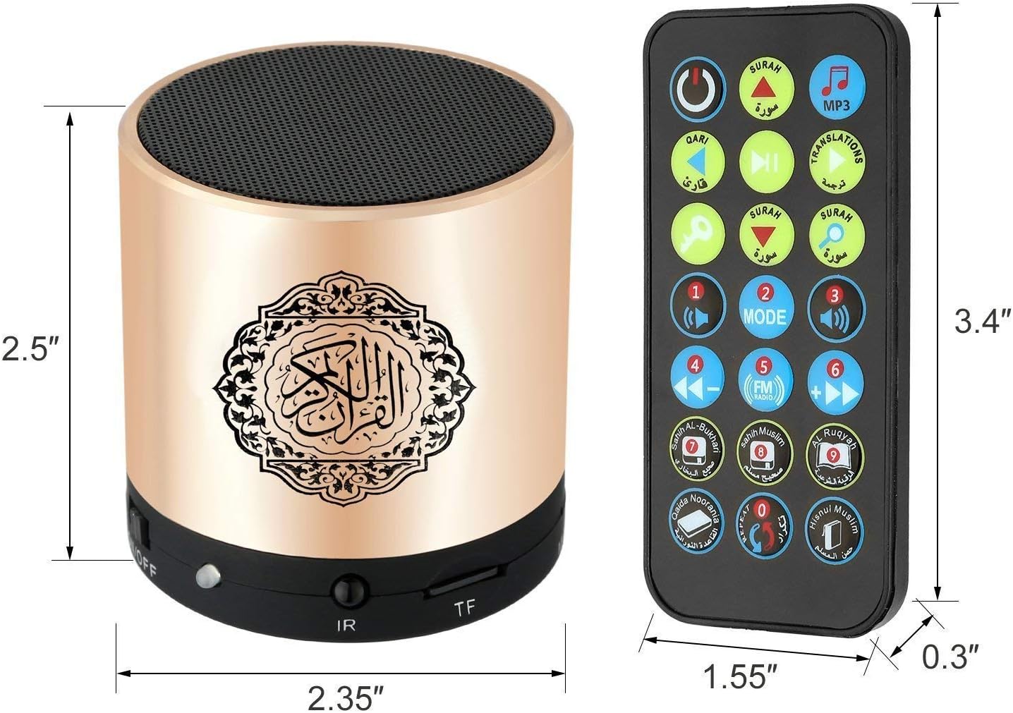 Haut-Parleur Portable Siruiku Télécommande Coran Haut-Parleur MP3 Player 8 GB TF FM Coran Coran Translator USB Haut-Parleur Portable Rechargeable