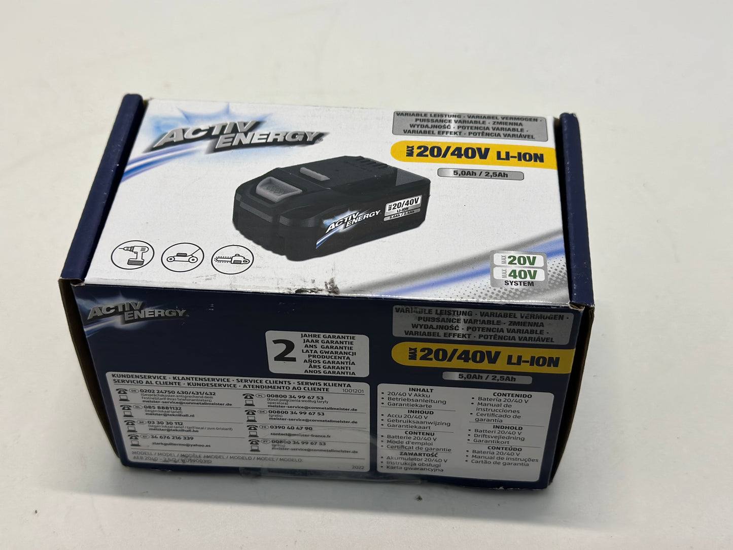 Batterie 20/40 v  puissance variable 2,5-20v et 5ah-40v ACTIV ENERGY
Neuf