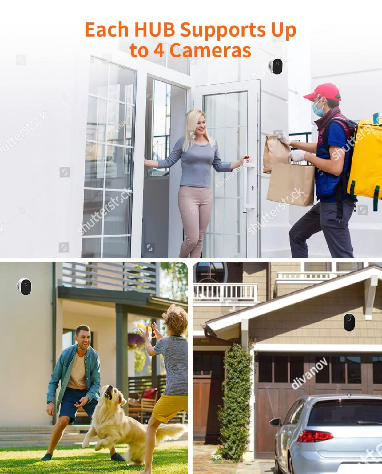 Caméra Surveillance WiFi Extérieure sans Fil, 2Cameras +Base, IP 1080P avec Reconnaissance Faciale