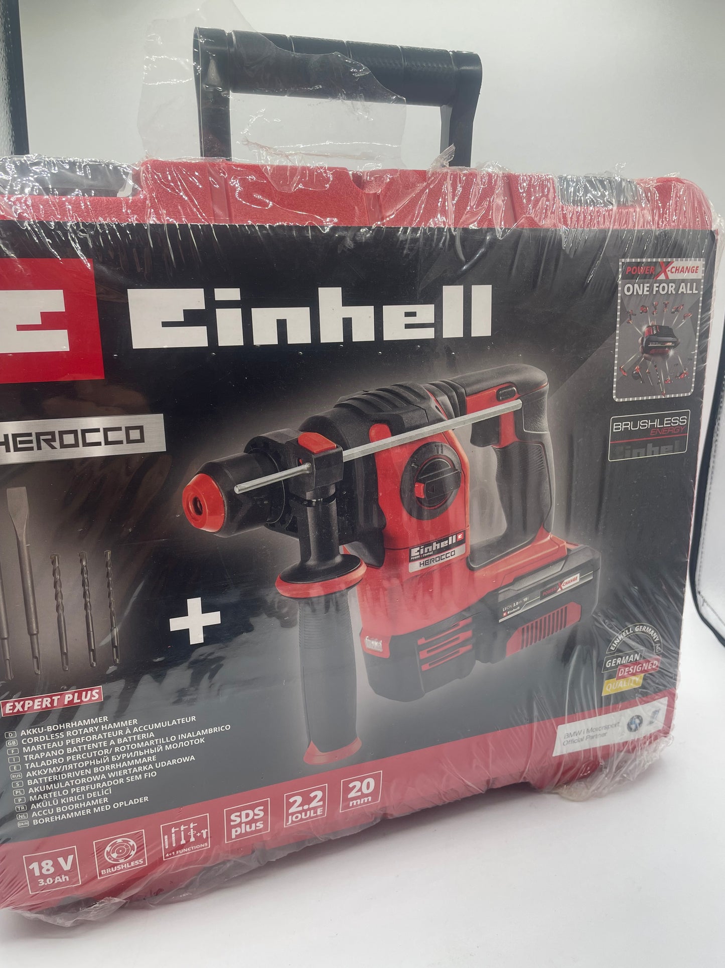 Einhell Professional Marteau Perforateur sans fil HEROCCO +5 - Power X-Change (18V, 2.2J, SDS-Plus, avec coffret de transport E-Box, moteur sans charbon) Livré avec Batterie 3,0Ah et Chargeur