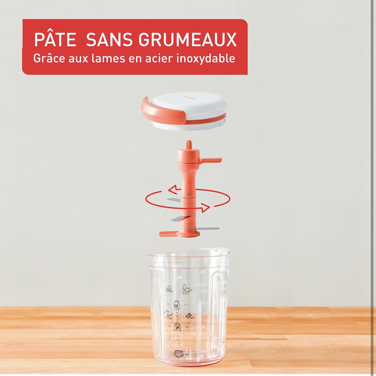 Tefal Crêpes Express Batteur intelligent, 900 ml, Gaufres Crêpes Pancakes en 2 minutes, Pâte sans grumeaux, Fait maison, Résultats parfaits, Facile à utiliser, 3 recettes graduées intégrées K1844404