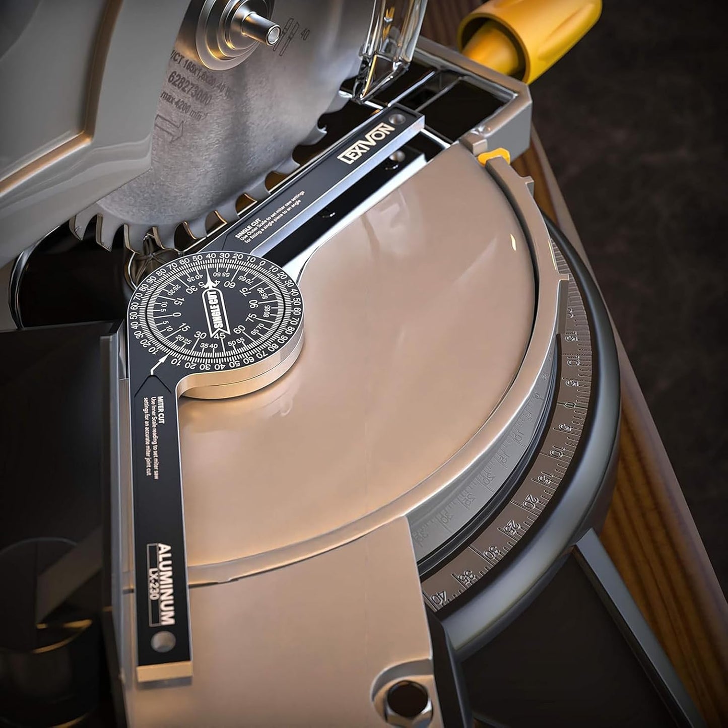 LEXIVON Rapporteur d’Angle | Règle D'angle en Aluminium, Mesure d'angle à 360° 7 Pouces avec Graduations gravées au Laser, pour travail du bois, devoirs, construction, Dessiner et Mesurer (LX-230)