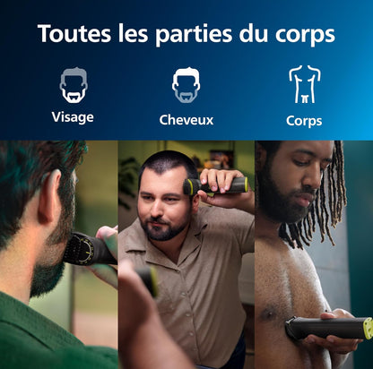 Philips Multigroom Series 7000 - Tondeuse tout-en-un équipée de 14 sabots pour le visage, la tête et le corps, et 21 hauteurs de coupe (de 0,5 à 16 mm) pour une précision ultime (modèle MG7930/15)