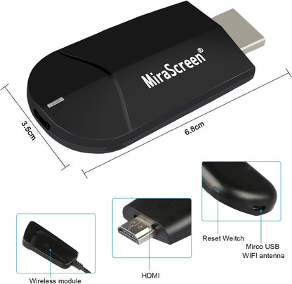 Miracast AirPlay DLNA Écran WiFi 2,4 G + 5 G sans Fil 4K HDMI Adaptateur Mini Appareil de Miroir Support Miracast AirPlay DLNA pour Smartphones Android/PC/MacBook sur Moniteur TV/projecteur