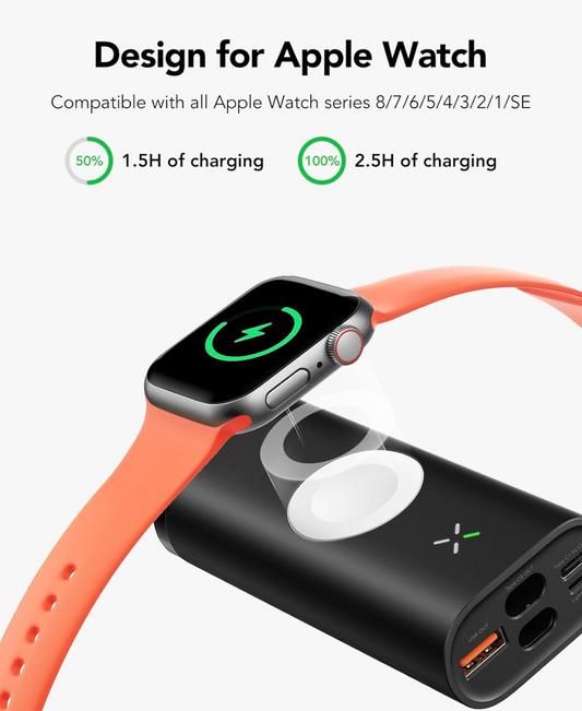 Batterie Externe pour iPhone et Apple Watch, 10000mAh Charge Rapide 20W PD 3.0& QC 3.0, neuf