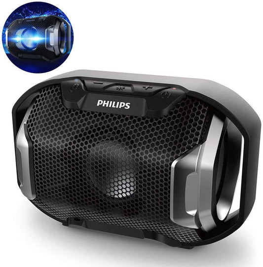 Philips Audio Enceinte Bluetooth portable SB300B/00 (Basses volumineuses, Bluetooth, lumière multicolore, fonction mains-libres, anti-chocs et étanche) Noir