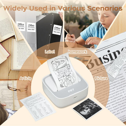PRT Mini imprimante - Imprimante Thermique Portable sans Encre - Imprimante de Poche Bluetooth - Imprimante de téléphone pour étude, Graphiques, Photos