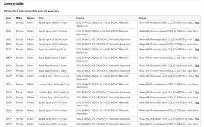 Autoradio dorigine Toyota Rav4 2009-2011 Am FM lecteur CD récepteur radio DXUWZ parfait état