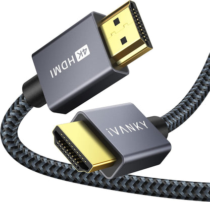 Câble HDMI 4K Ultra HD 2m - Câble HDMI 2.0 en Nylon Tressé Supporte Ethernet/3D/Retour Audio - Prise HDMI pour Lecteur Blu-ray/Xbox/PS4/TV 4K Ultra HD/Ecran - Gris Sidéral