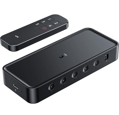 HDMI Switch 5 en 1 Sortie 4K@60Hz, Commutateur HDMI avec Télécommande Répartiteur HDMI 2.0 Supporté 3D HDR HDCP2.2 pour PS5/4/3, Xbox, HDTV, Moniteur, Projecteur, Roku TV, Lecteur Blu-Ray