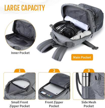 VINBAGGE Sac à dos militaire Molle - Tactique - Pour moto, randonnée, plein air - Étanche - 25 l - Campus - Chasse - Sac à dos d'écolier - Pour homme et femme - Gris, Gris-11, XXL