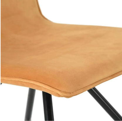 Chaise de salle à manger salon scandinave Lot de 2 en velours jaune pieds en métal, Homy Casa