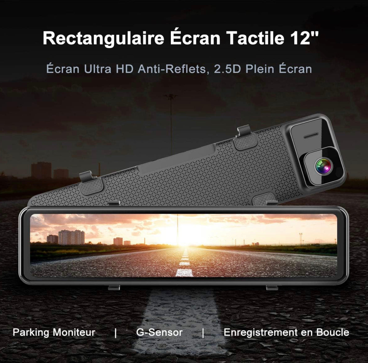 Dashcam de Voiture avec GPS, 2,5K Avant Arrière Ecran Tactile 12 Pouces 2560P Ultra HD neuve