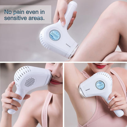 Épilateur Lumière Pulsée IPL Dépilation - Glace Refroidissement Sans Douleur & 1 Accessoire de Précision & 500000 Flashs pour Visage, Corps, le Maillot et les Aisselles, Laser Appareil Epilation