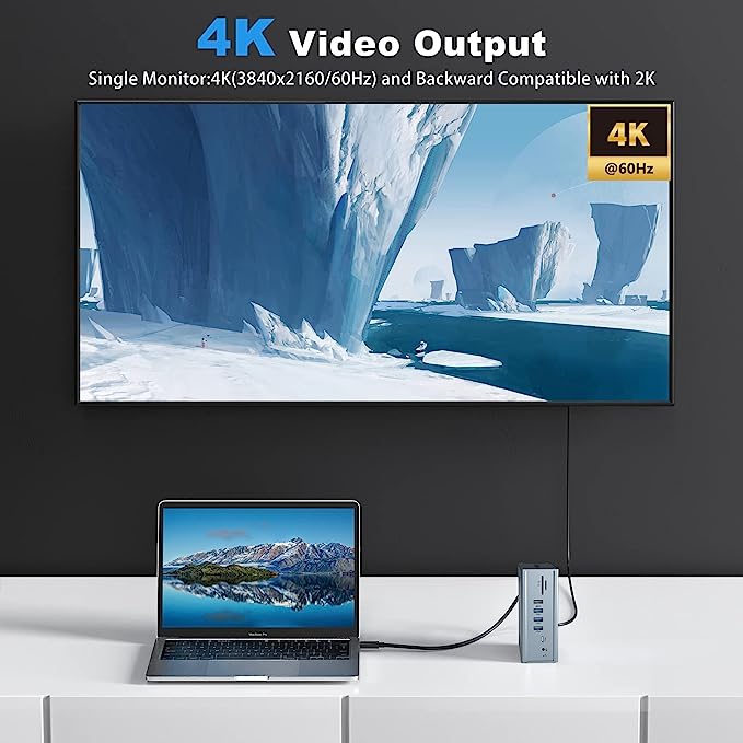 Station d'accueil 16en1 HDMI 100W PD USB-A/C 10Gbps MacBook Pro/Air Charge PD