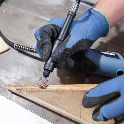 WESCO - WS3113KU.1 Kit d'outils rotatifs, 7 vitesses variables, 82 accessoires, 35 000 tr/min, arbre extensible, bloc sans clé, pour sculpter, polir, couper, graver