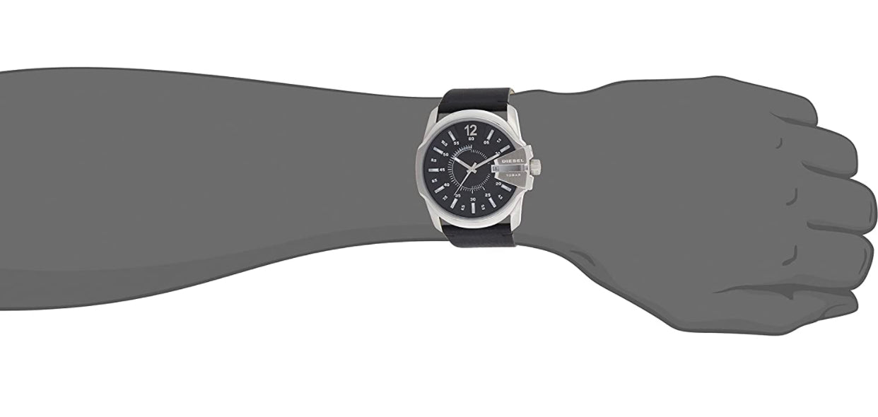 Montre Diesel  , 46 mm, en acier inoxydable avec bracelet en cuir Avec Bracelet