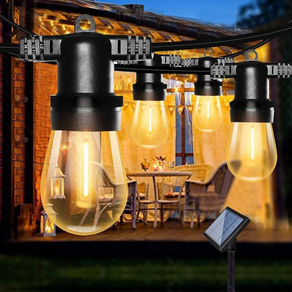 Guirlande Lumineuse Solaire, Guirlande Guinguette Solaire avec 12 LED Plastiques Ampoules, Étanche IP65 Guirlande Solaire Extérieur pour Décoration Balcons, Parasol, Jardin, Terrasse [Classe énergétique A+++]