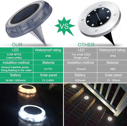 Lampes solaires de jardin Sol extérieur, 4 Led Lights IP68 Résine étanche jardin Chemin ou autres