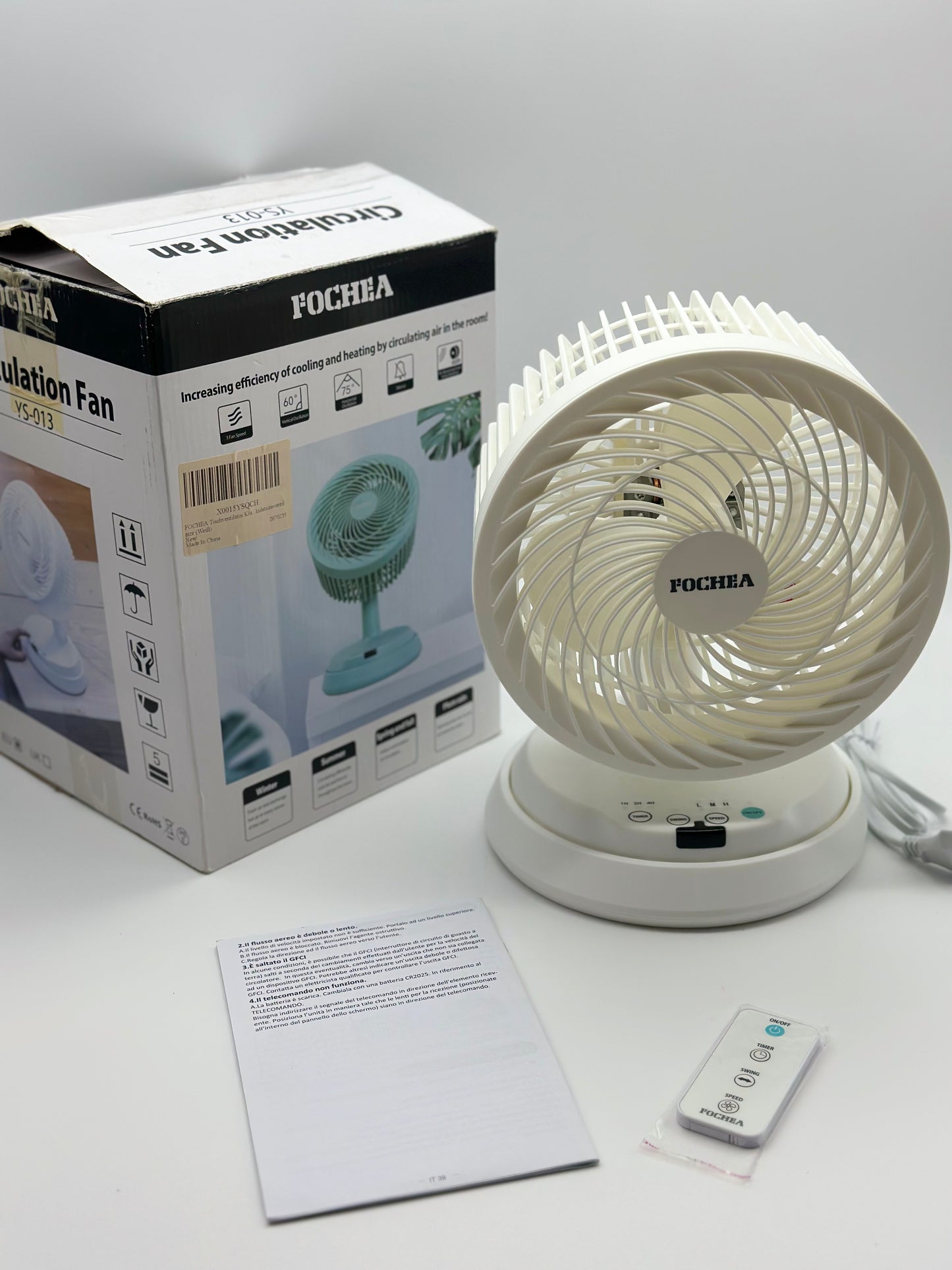 Ventilateur Silencieux avec Télécommande, 4 Vitesses Minuterie 7h Turbo Ventilateur à Circulation