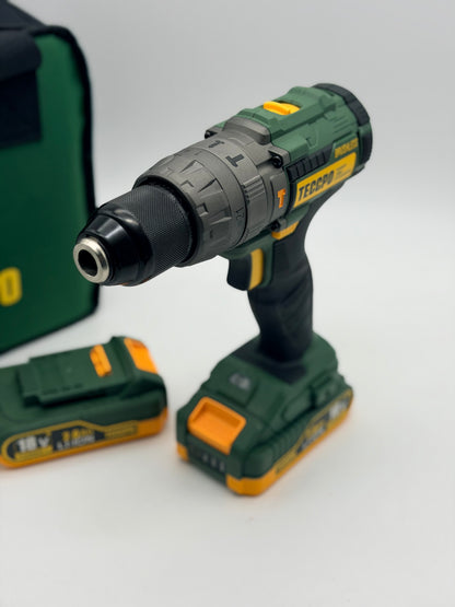 TECCPO Perceuse Visseuse sans Fil Brushless, 18V Perceuse a Percussion(60Nm), 30min Rapide Chargeur, 2×2.0Ah Batteries, 13mm Mandrin, 2 Vitesses (0-550/2000 tr/min), 35pcs Gratuit Accesoires-TDHD02P