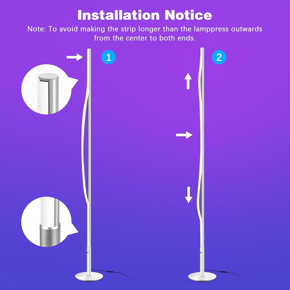 Lampadaire sur Pied Salon, RGBCW LED Compatible avec Alexa / Google Home / WiFi APP et Télécommande, D'angle Lampe Moderne Chambre Musique Sync 2700K-6500K 16 Millions Couleurs