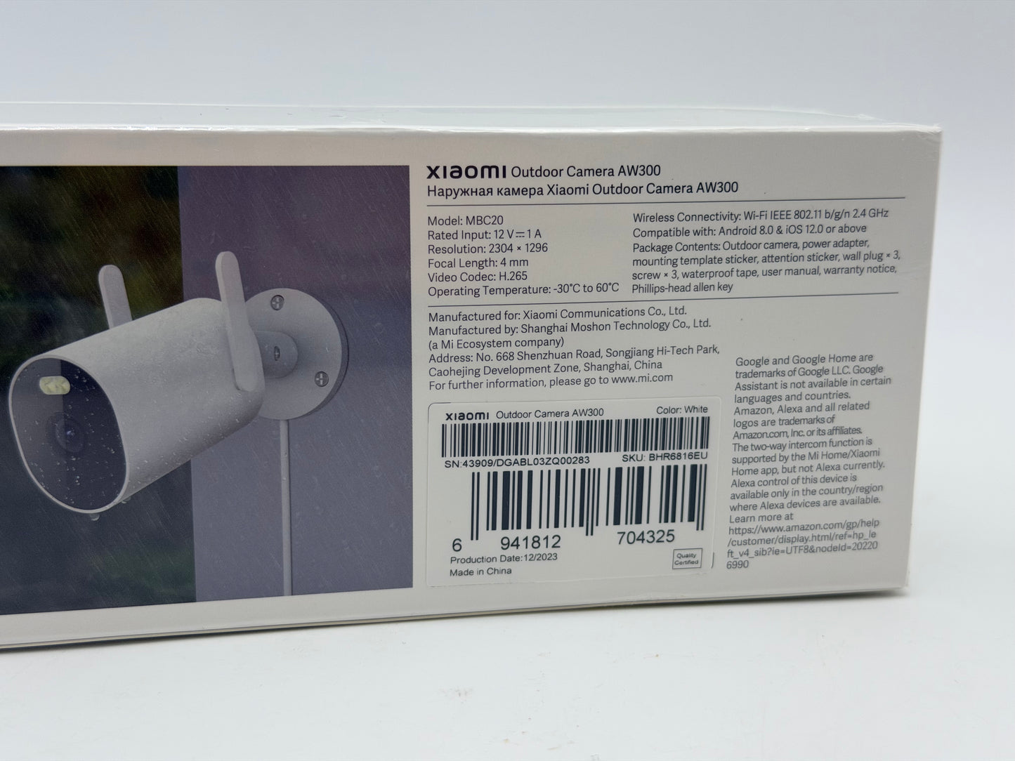 Xiaomi Caméra de Surveillance Filaire Outdoor AW300 - Extérieur - Alexa, Assistant Google, WiFi - Vision Nocturne