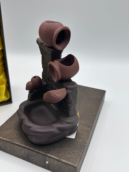 Porte-encens Citrouille Marron, Porte-encens en céramique avec 20 cônes d'encens à refoulement, refoulement d'encens pour brûleur d'encens à refoulement