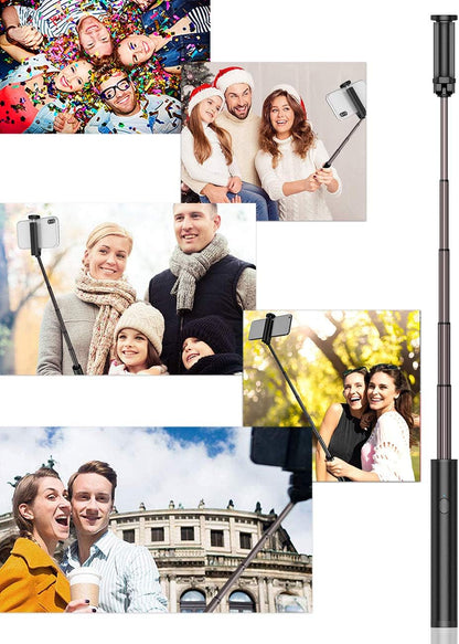 Perche Selfie Bluetooth 3 en 1 Ultra-Léger, Bâton Stick Réglable Télescopique, pour iPhone XS/XS Max/XR/X / 8 / 8P / 7 / 7P / 6s / 6/5, Galaxy S9 / 8/7/6 / Note, Huawei, Nubia, Xiaomi