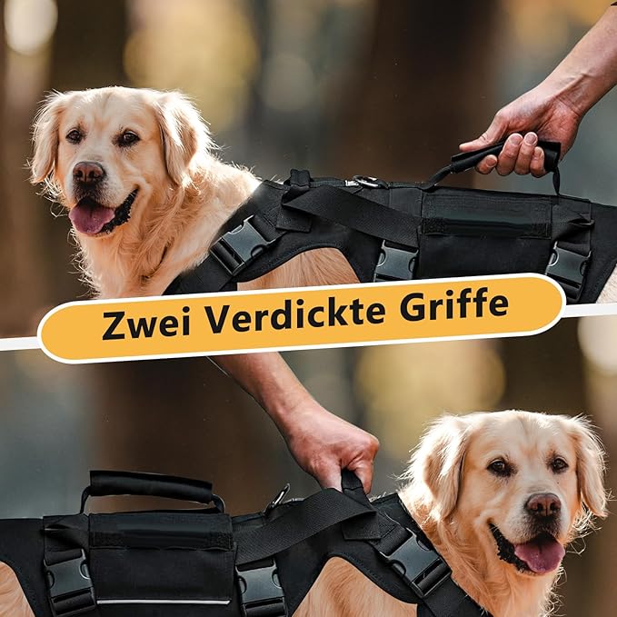 Harnais réglable pour chien de taille moyenne - Harnais de sécurité respirant avec poignées - Harnais de sécurité amovible - Trois tailles - Harnais de panique pour chien (S)