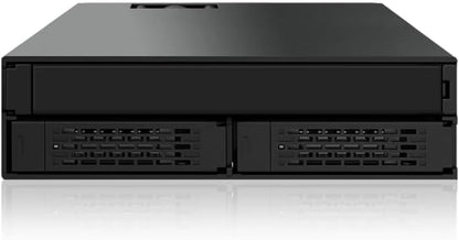 ICY DOCK Backplane Cage, Rack Mobile, boîtier de Rack Robuste métallique Hot Swap pour 2 x SSD Or HDD 2.5" SATA/SAS & Plateau Slim Odd/Graveur DVD pour Baie de 5.25" - Tough Armor MB994IPO-3SB