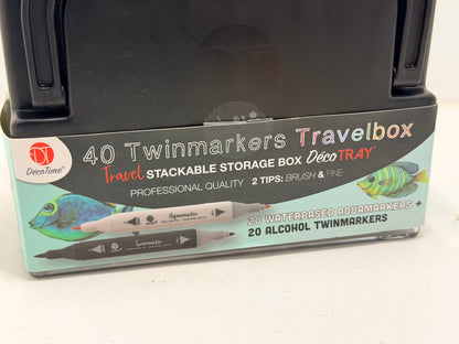 Lot de 40 marqueurs permanents à double pointe à alcool avec plateau de rangement pour adultes - Marqueurs de qualité artistique à séchage rapide - Pointe fine et pinceau pour dessin, mélange