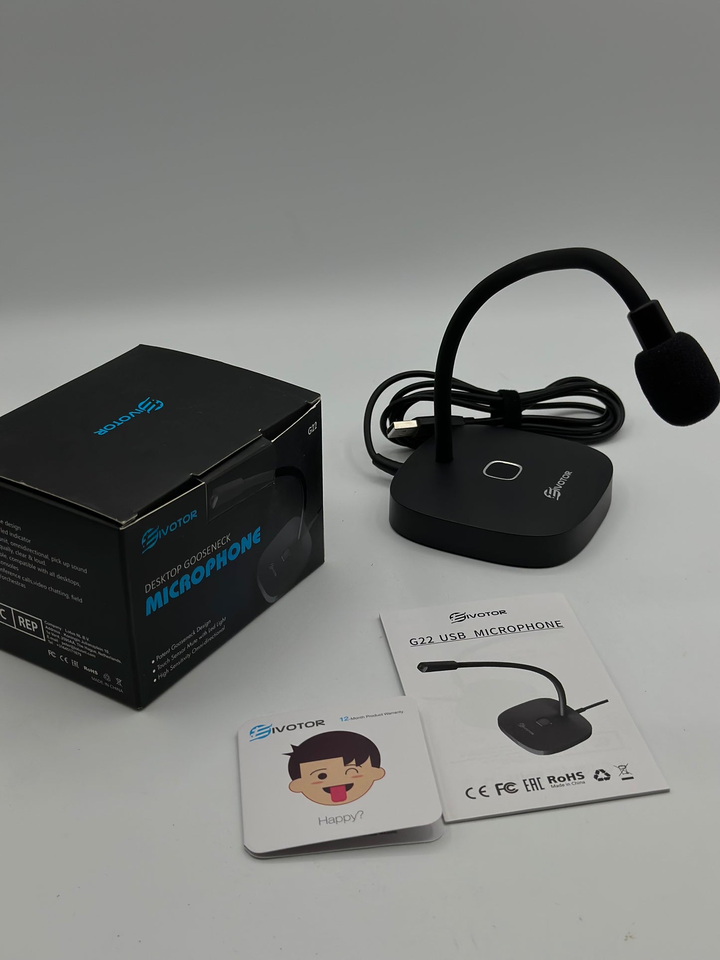 EIVOTOR Microphone PC USB Micro Computer Ordinateur Plug & Play Micro d'enregistrement avec Bouton Muet Compatible avec Mac, Windows 7/8/10, PS4 pour Discord, Youtube, Skype, Podcast, Conférence