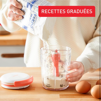 Tefal Crêpes Express Batteur intelligent, 900 ml, Gaufres Crêpes Pancakes en 2 minutes, Pâte sans grumeaux, Fait maison, Résultats parfaits, Facile à utiliser, 3 recettes graduées intégrées K1844404