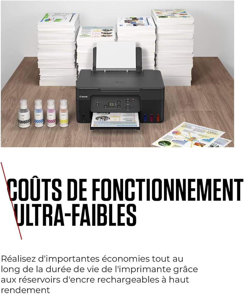Canon Série PIXMA G2570 - Imprimante, Copieur et Scanner MegaTank pour la Maison Tout-en-Un avec Écran LED | Connectivité USB | Imprimante Canon pour la Maison
