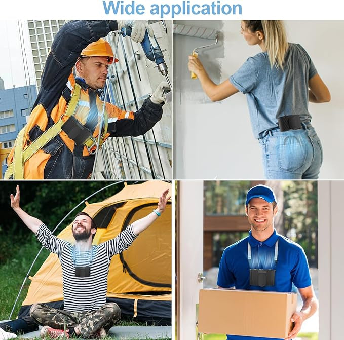 Ventilateur de CEINTURE, 9000mAh Rechargeable avec recharge USB, à 4 Vitesses neuve