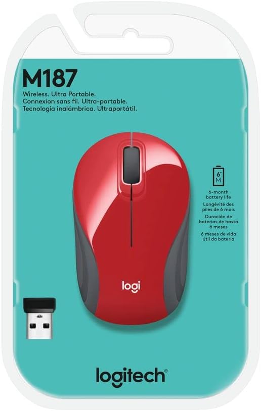 Logitech Mini souris optique sans fil M187, rouge