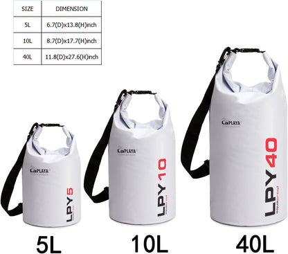 ALLCAMP Sac étanche 5 L/10 L/40 L 500D heavey-Duty PVC Sac étanche Dry Bag Sac pour Kayak/Bateau/Canoeing/Pêche/Camping/Piscine/Rafting/Snowboard