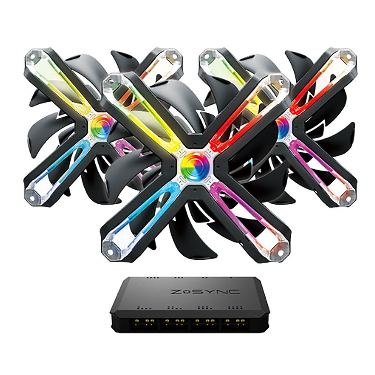 Zalman ZM-SF120A RGB (Par 3)
Lot De 3 Ventilateurs De Boîtier 120 Mm Led RGB Adressables  + Boîtier De Contrôle Z-Sync