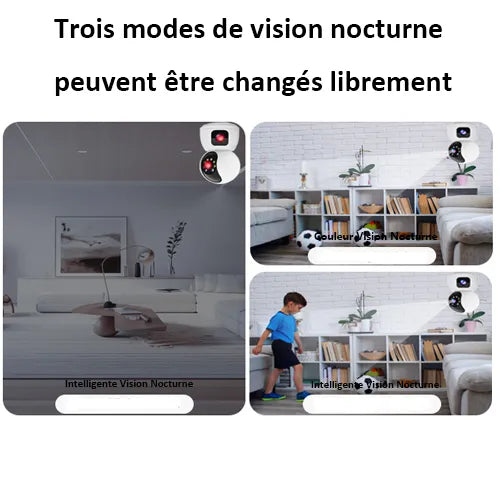 Caméra Surveillance WiFi Sans Fil Interieur 2MP+2MP Double Objectif Babyphone