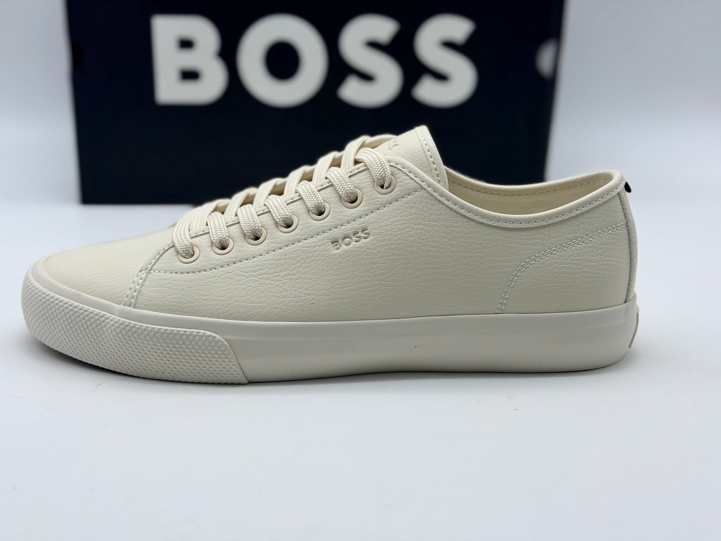 BOSS Hommes Aiden Tenn Baskets Basses en Similicuir grainé